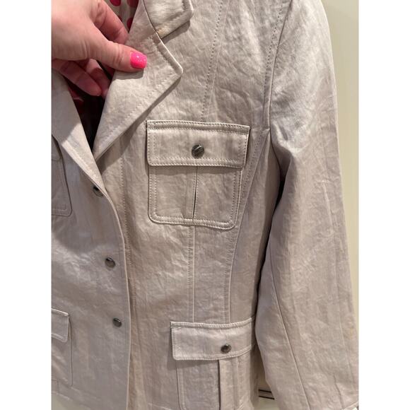 Danae Anthropologie Vintage Women's Button Front Tie Waist Beige Jacket S 4-6 - Picture 6 of 7